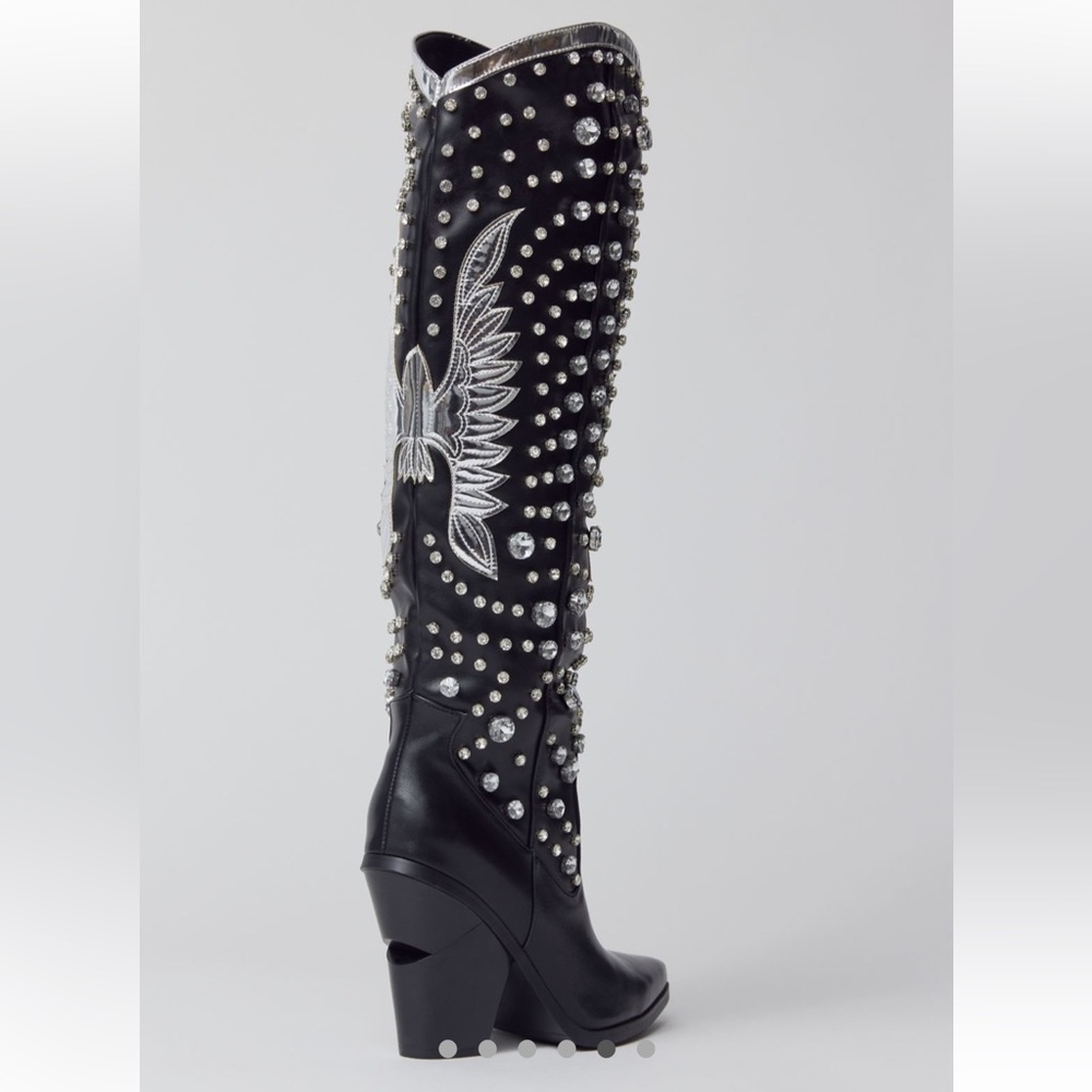NWT Azalea Wang Upbeat Rhinestone Cowboy Boots - Picture 5 of 6